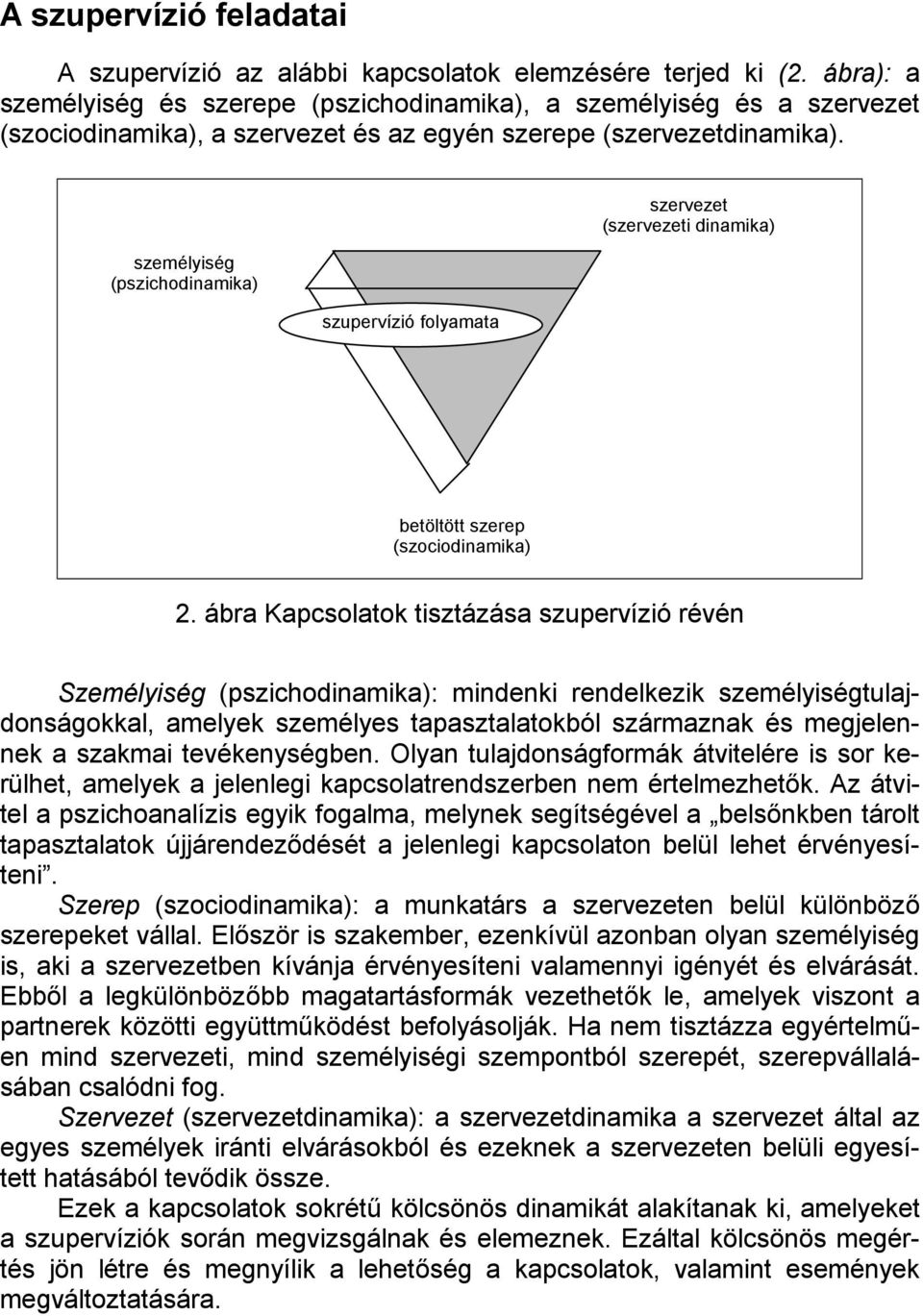 személyiség (pszichodinamika) szupervízió folyamata szervezet (szervezeti dinamika) betöltött szerep (szociodinamika) 2.