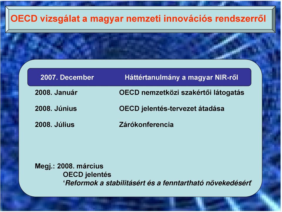 Január OECD nemzetközi szakértői látogatás 2008.