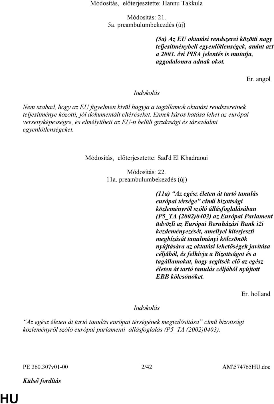 Ennek káros hatása lehet az európai versenyképességre, és elmélyítheti az EU-n belüli gazdasági és társadalmi egyenlőtlenségeket. Módosítás, előterjesztette: Saďd El Khadraoui Módosítás: 22. 11a.