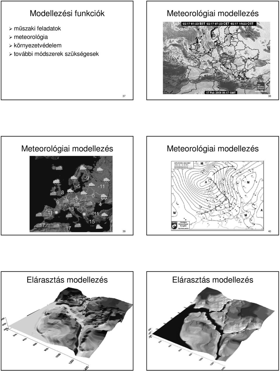 módszerek szü szüksé kségek 37 Meteoroló Meteorológiai modellezé 38 Meteoroló