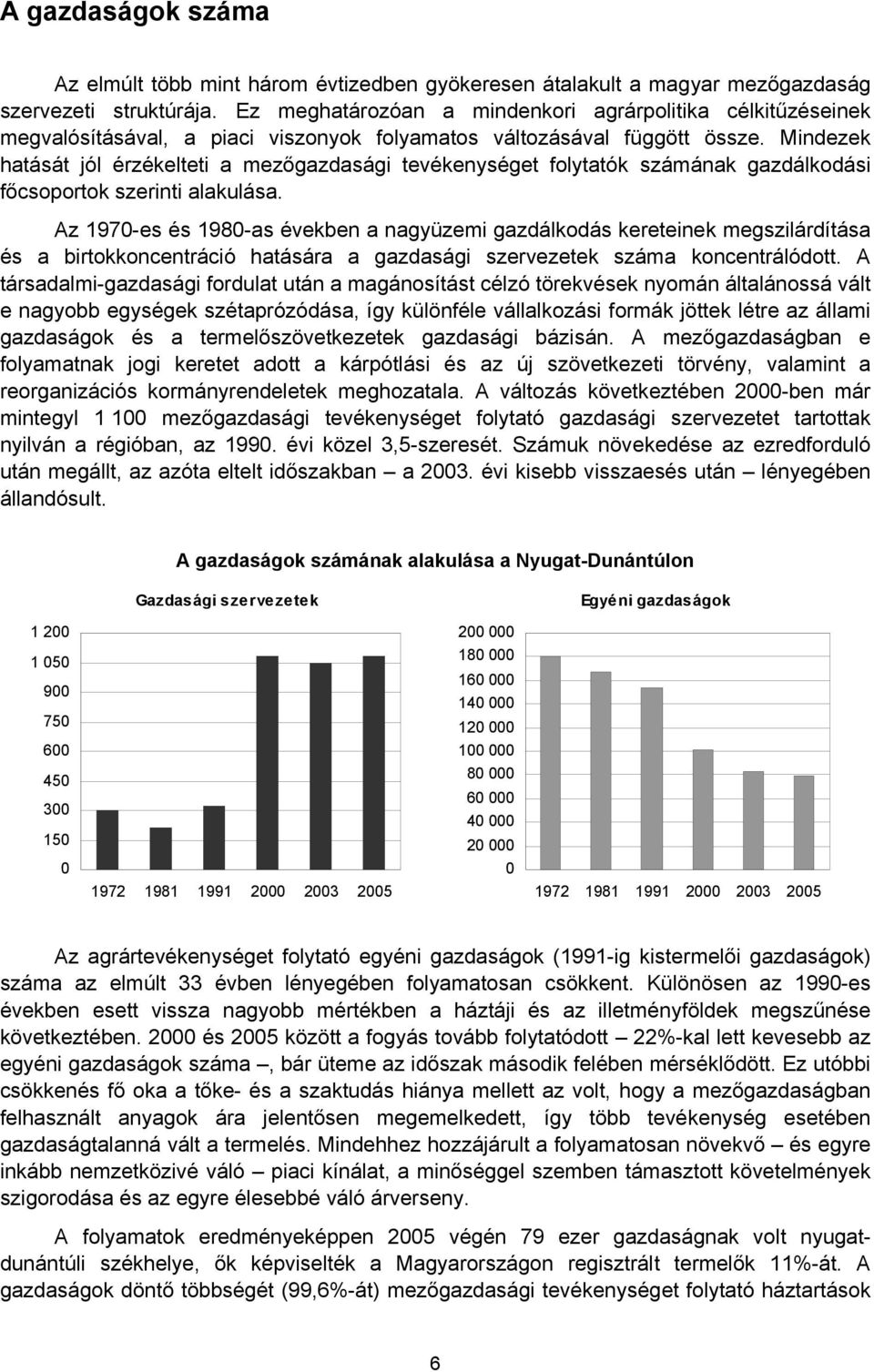 Mindezek hatását jól érzékelteti a mezőgazdasági tevékenységet folytatók számának gazdálkodási főcsoportok szerinti alakulása.