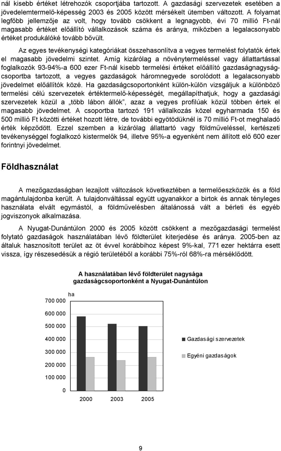 tovább bővült. Az egyes tevékenységi kategóriákat összehasonlítva a vegyes termelést folytatók értek el magasabb jövedelmi szintet.