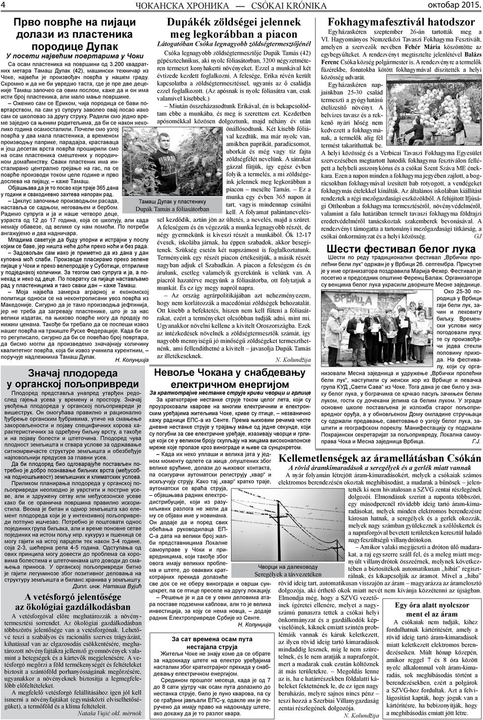 Скромно и да не би увредио таста, где је пре две деценије Тамаш започео са овим послом, каже да и он има исти број пластеника, али мало мање површине.