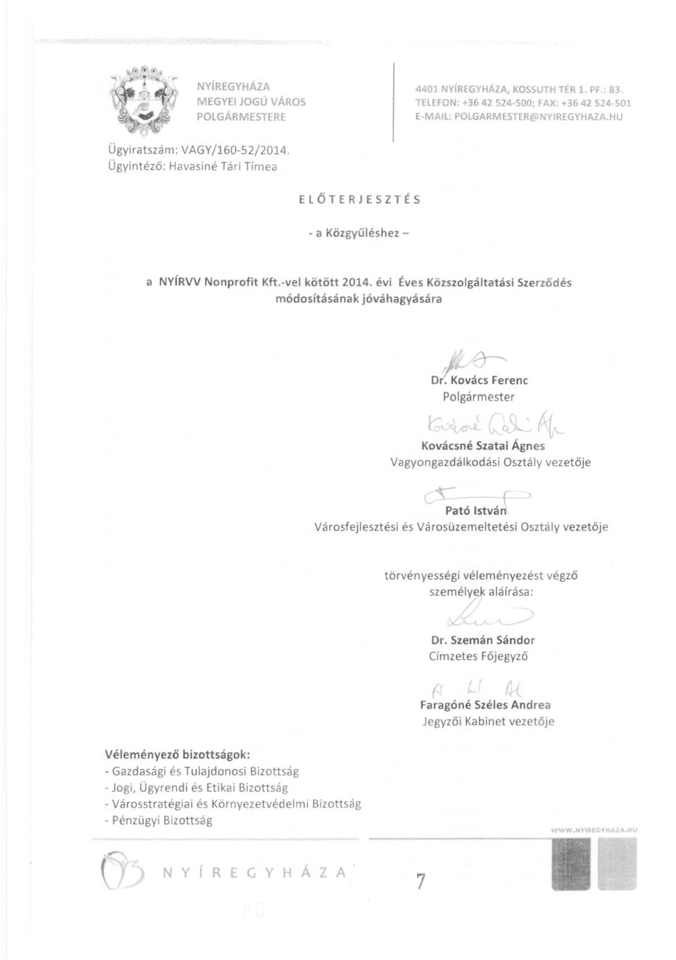 Kovács Ferenc Polgármester ro.. {Ir} (&.