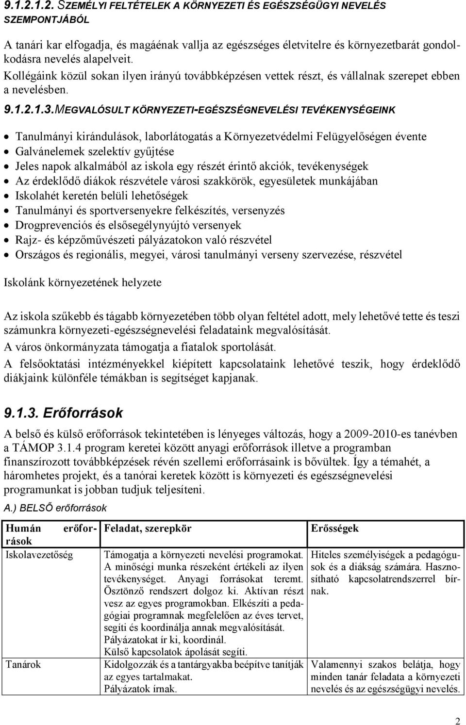 MEGVALÓSULT KÖRNYEZETI-EGÉSZSÉGNEVELÉSI TEVÉKENYSÉGEINK Tanulmányi kirándulások, laborlátogatás a Környezetvédelmi Felügyelőségen évente Galvánelemek szelektív gyűjtése Jeles napok alkalmából az