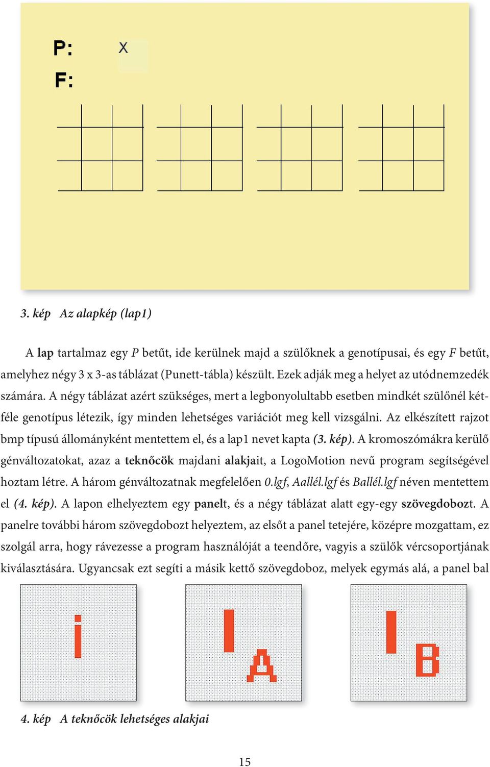 A négy táblázat azért szükséges, mert a legbonyolultabb esetben mindkét szülőnél kétféle genotípus létezik, így minden lehetséges variációt meg kell vizsgálni.