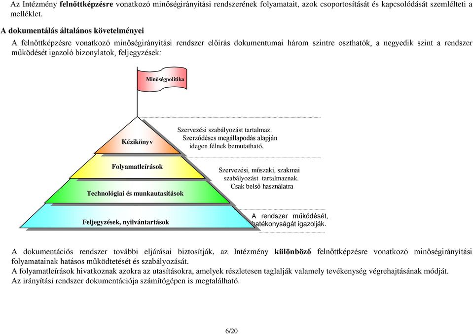 feljegyzések: Minőségpolitika Kézikönyv Szervezési szabályozást tartalmaz. Szerződéses megállapodás alapján idegen félnek bemutatható.