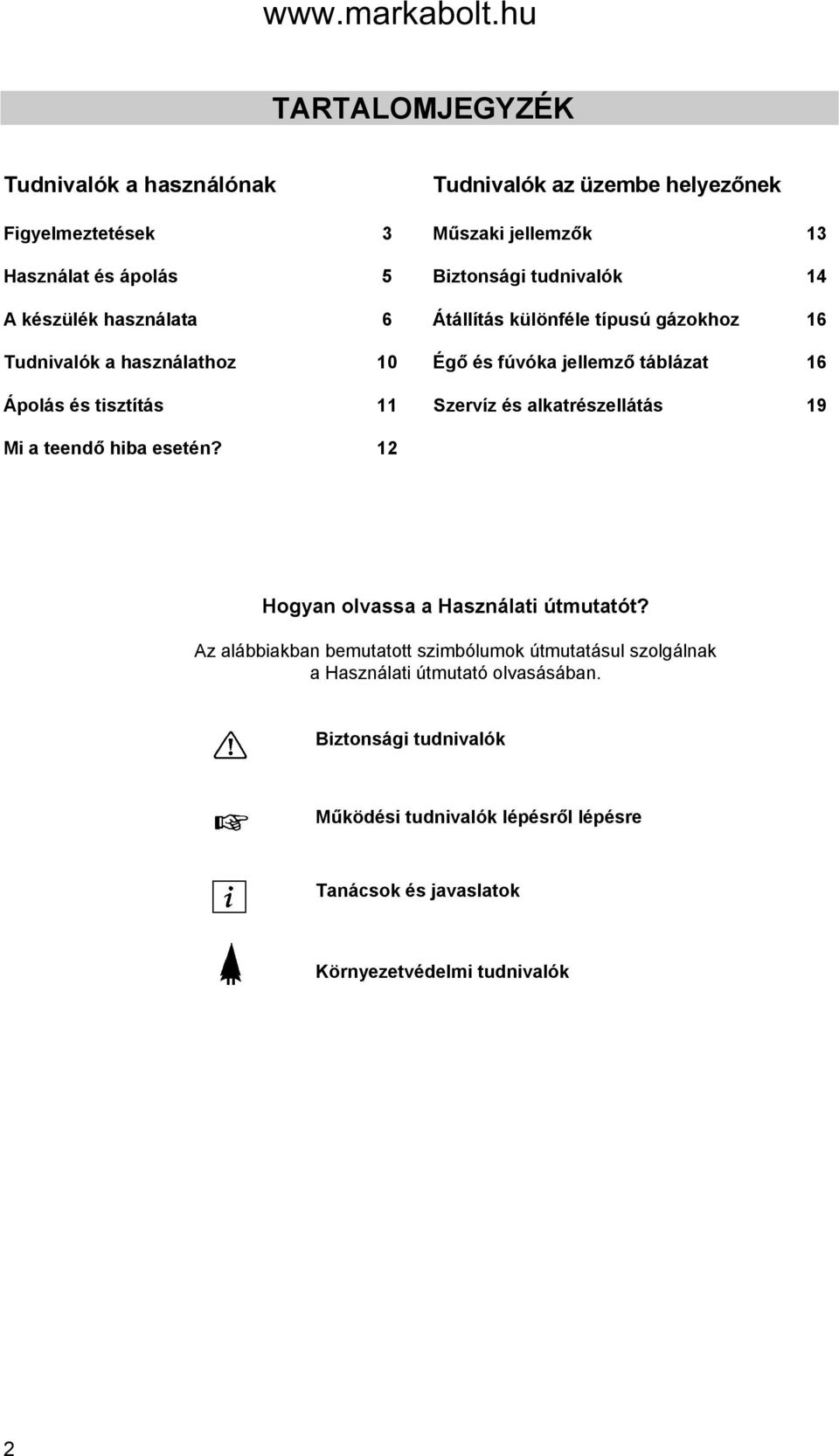 tisztítás 11 Szervíz és alkatrészellátás 19 Mi a teendő hiba esetén? 12 Hogyan olvassa a Használati útmutatót?