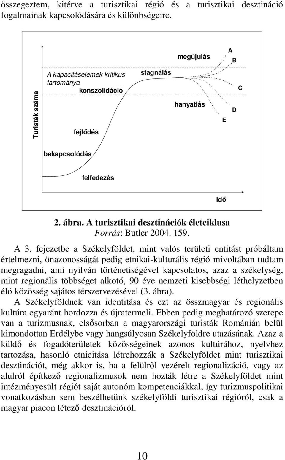 A turisztikai desztinációk életciklusa Forrás: Butler 2004. 159. A 3.