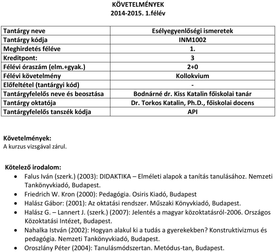 Osiris Kiadó, Budapest Halász Gábor: (2001): Az oktatási rendszer. Műszaki Könyvkiadó, Budapest. Halász G. Lannert J. (szerk.) (2007): Jelentés a magyar közoktatásról-2006.