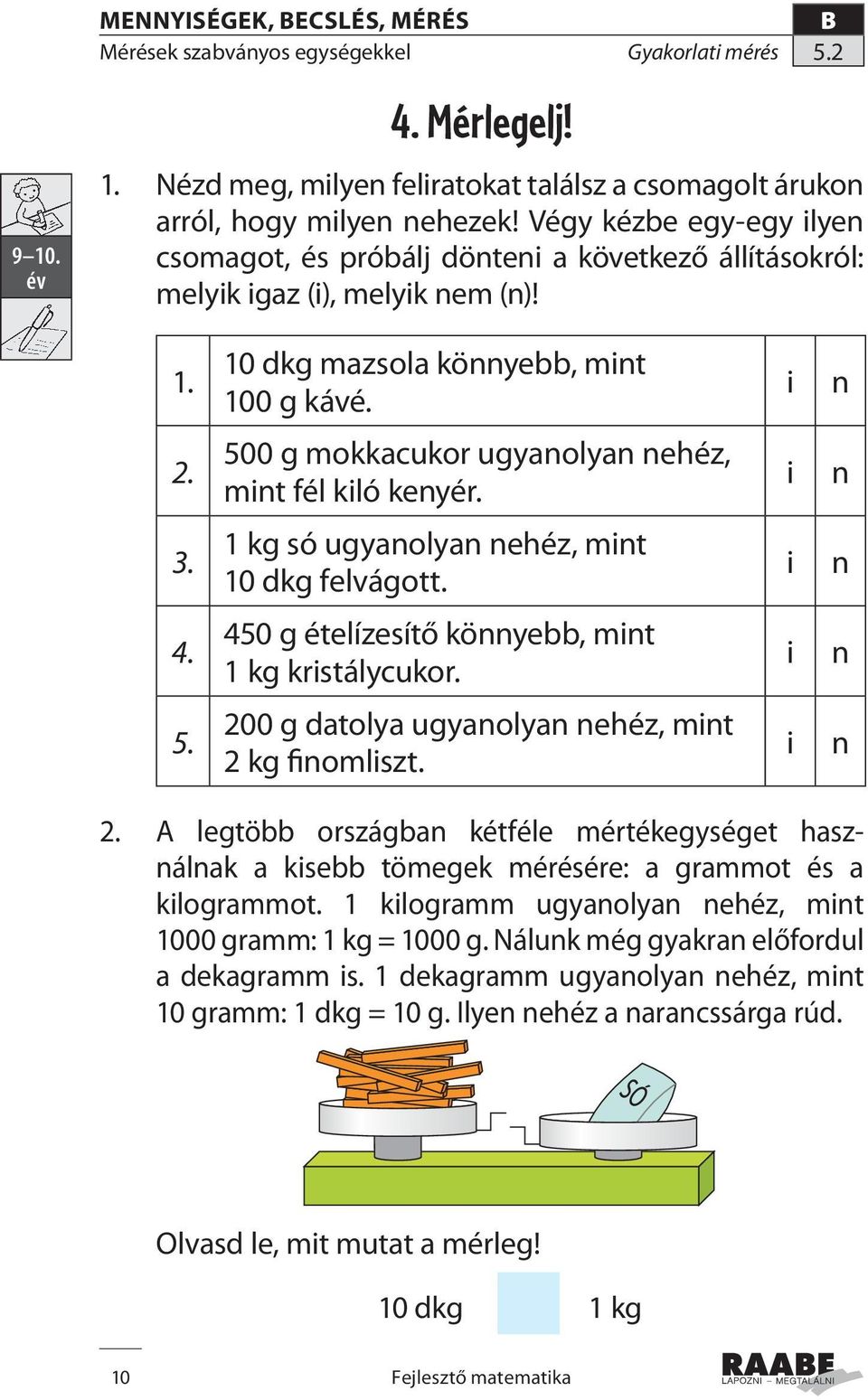 500 g mokkacukor ugyanolyan nehéz, mint fél kiló kenyér. i n 3. 1 kg só ugyanolyan nehéz, mint 10 dkg felvágott. i n 4. 450 g ételízesítő könnyebb, mint 1 kg kristálycukor. i n 5.