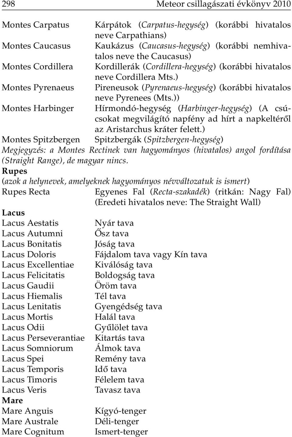 )) Montes Harbinger Hírmondó-hegység (Harbinger-hegység) (A csúcsokat megvilágító napfény ad hírt a napkeltérôl az Aristarchus kráter felett.