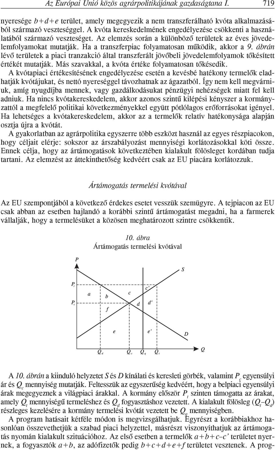 A kormány elõször P t szinten támogatta az árakat, amely Q t mennyiségû termeléshez és Q d fogyasztáshoz vezetett.