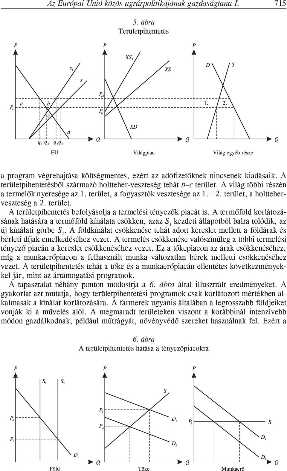 terület. A területpihentetés befolyásolja a termelési tényezõk piacát is.