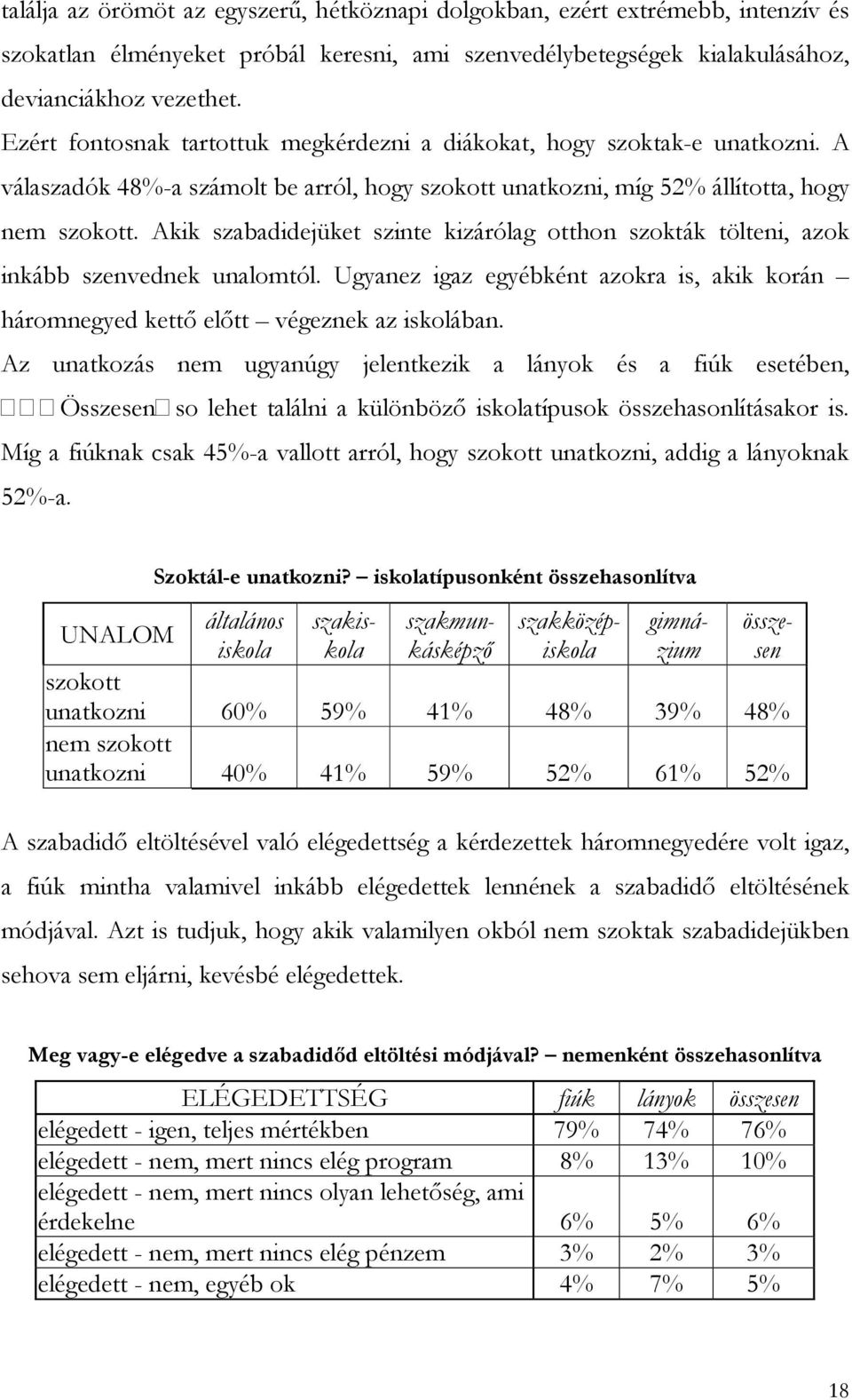 Akik szabadidejüket szinte kizárólag otthon szokták tölteni, azok inkább szenvednek unalomtól. Ugyanez igaz egyébként azokra is, akik korán háromnegyed kettő előtt végeznek az iskolában.