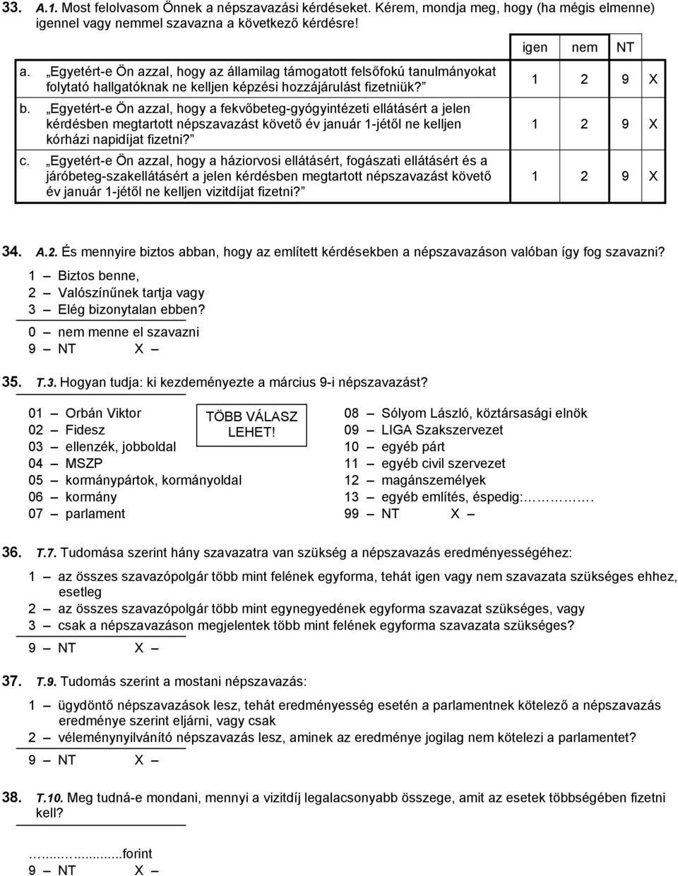 Egyetért-e Ön azzal, hogy a fekvőbeteg-gyógyintézeti ellátásért a jelen kérdésben megtartott népszavazást követő év január 1-jétől ne kelljen kórházi napidíjat fizetni? c.