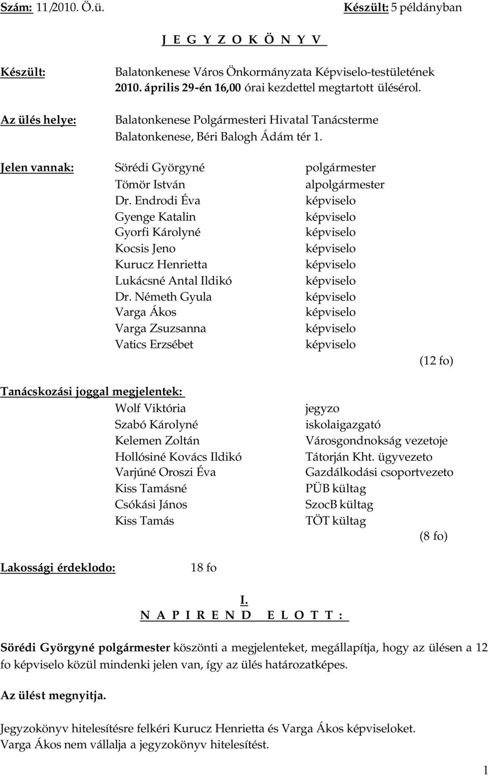 Endrodi Éva képviselo Gyenge Katalin képviselo Gyorfi Károlyné képviselo Kocsis Jeno képviselo Kurucz Henrietta képviselo Lukácsné Antal Ildikó képviselo Dr.