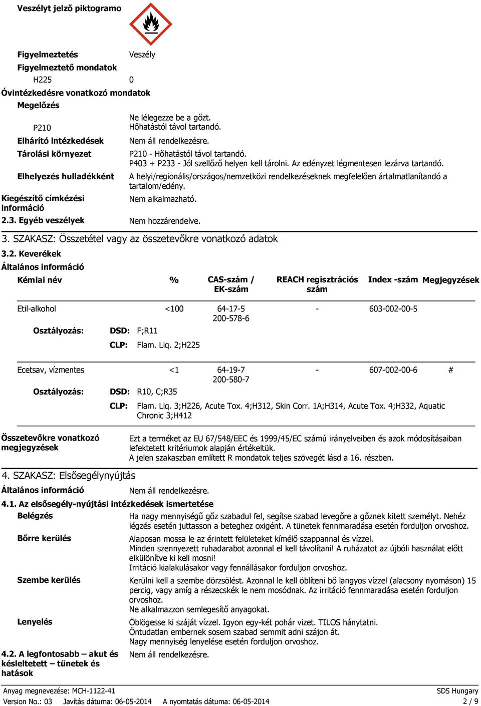 Elhelyezés hulladékként A helyi/regionális/országos/nemzetközi rendelkezéseknek megfelelően ártalmatlanítandó a tartalom/edény. Kiegészítő címkézési információ Nem alkalmazható. 2.3.