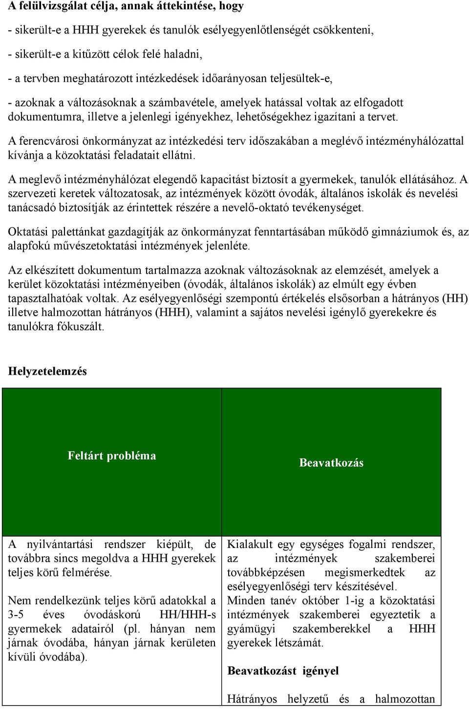 A ferencvárosi önkormányzt z intézkedési terv időszkábn meglévő intézményhálózttl kívánj közokttási feldtit ellátni. A meglevő intézményhálózt elegendő kpcitást biztosít gyermekek, tnulók ellátásához.