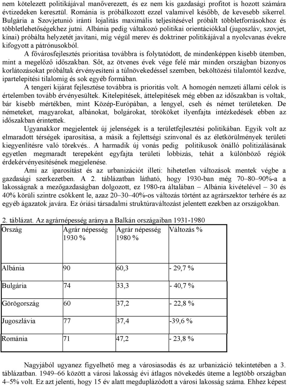 Albánia pedig váltakozó politikai orientációkkal (jugoszláv, szovjet, kínai) próbálta helyzetét javítani, míg végül merev és doktriner politikájával a nyolcvanas évekre kifogyott a pátrónusokból.