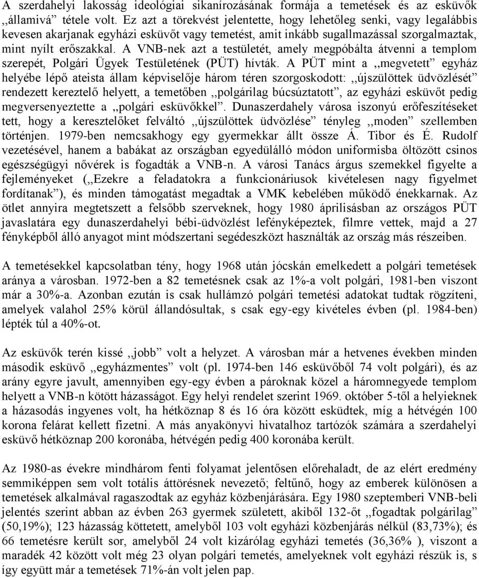 A VNB-nek azt a testületét, amely megpóbálta átvenni a templom szerepét, Polgári Ügyek Testületének (PÜT) hívták.