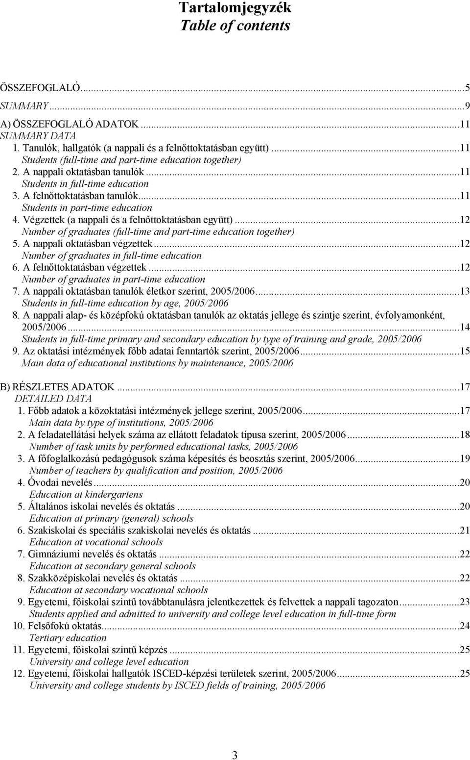 Végzettek (a nappali és a felnőttoktatásban együtt)...12 Number of graduates (full-time and part-time education together) 5. A nappali oktatásban végzettek.