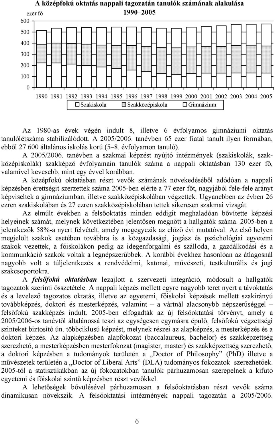 tanévben 65 ezer fiatal tanult ilyen formában, ebből 27 600 általános iskolás korú (5 8. évfolyamon tanuló). A 2005/2006.