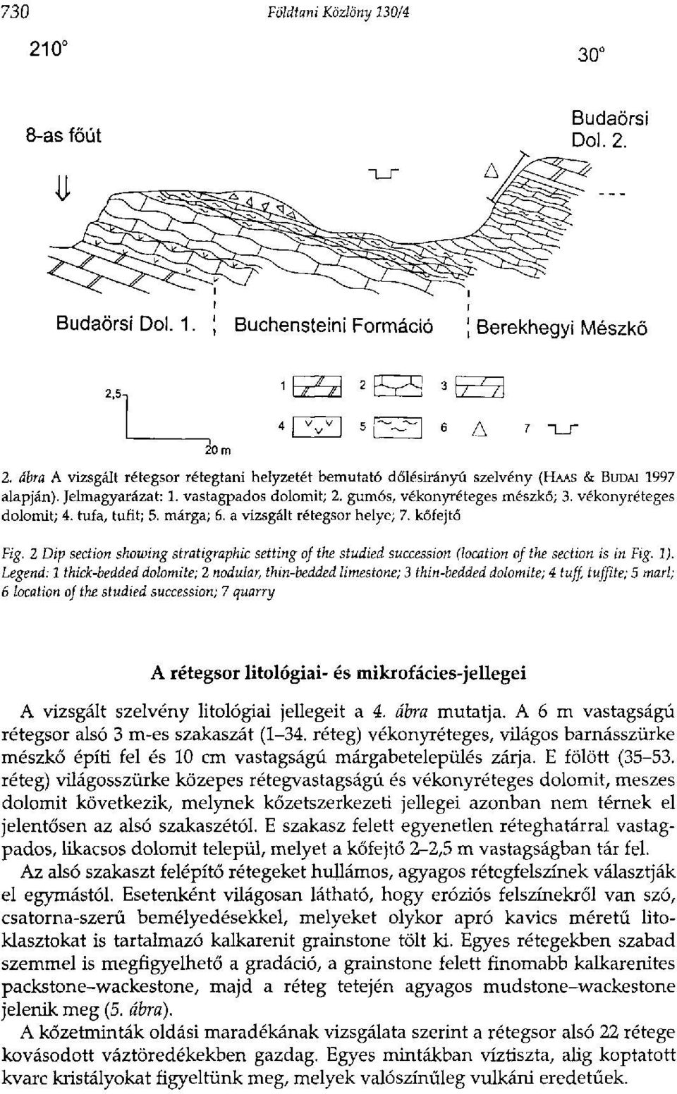 2 Dip section showing stratigraphie setting of the studied succession (location of the section is in Fig. 1).