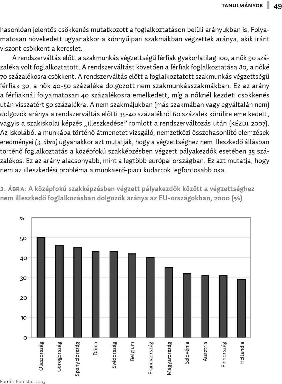 A rendszerváltás előtt a szakmunkás végzettségű férfiak gyakorlatilag 100, a nők 90 százaléka volt foglalkoztatott.