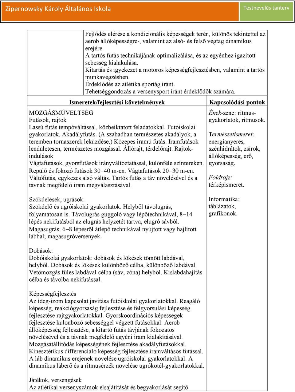 Érdeklődés az atlétika sportág iránt. Tehetséggondozás a versenysport iránt érdeklődők számára.