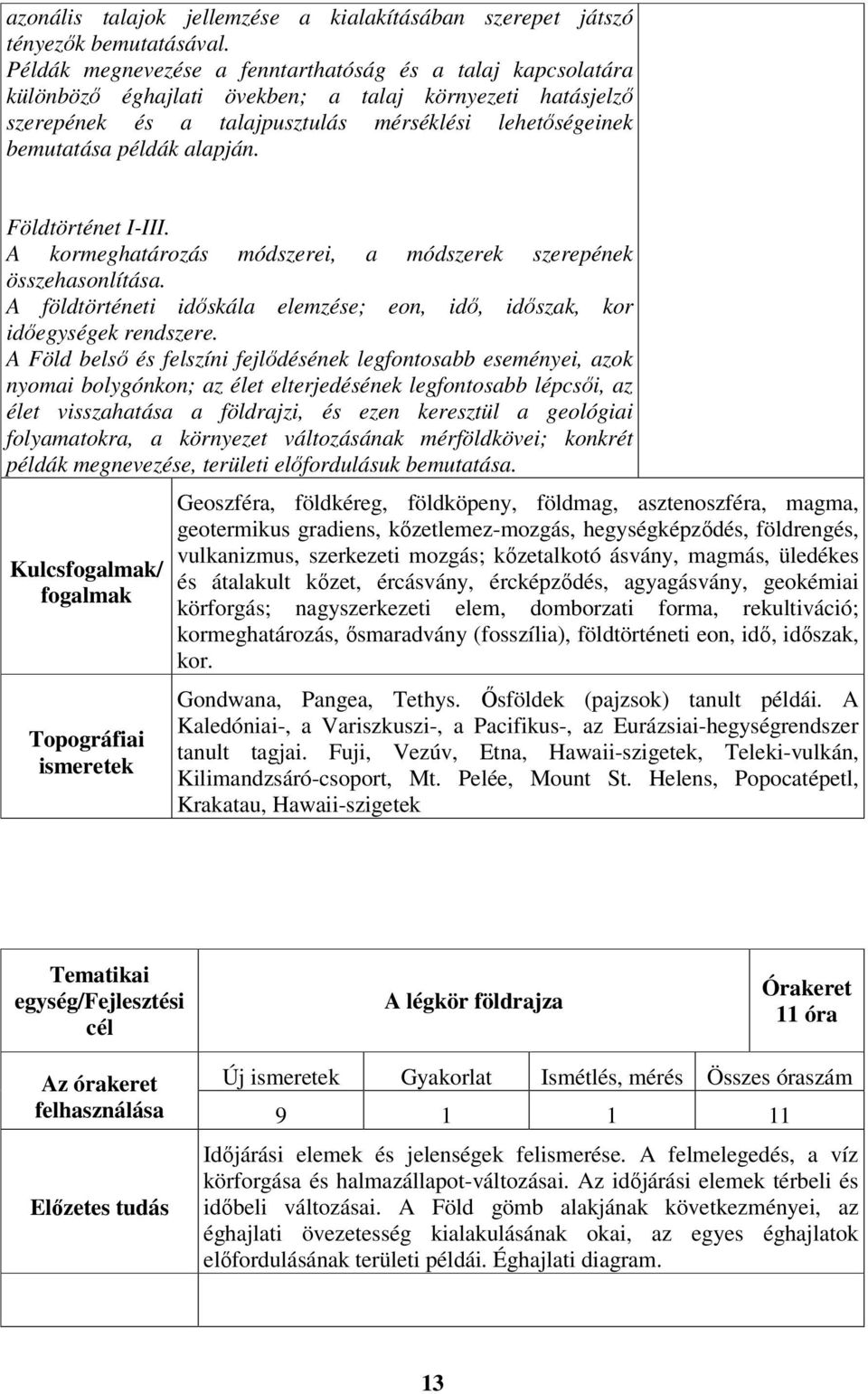 alapján. Földtörténet I-III. A kormeghatározás módszerei, a módszerek szerepének összehasonlítása. A földtörténeti időskála elemzése; eon, idő, időszak, kor időegységek rendszere.