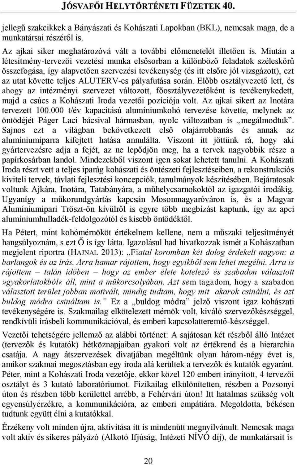 ALUTERV-es pályafutása során. Előbb osztályvezető lett, és ahogy az intézményi szervezet változott, főosztályvezetőként is tevékenykedett, majd a csúcs a Kohászati Iroda vezetői pozíciója volt.
