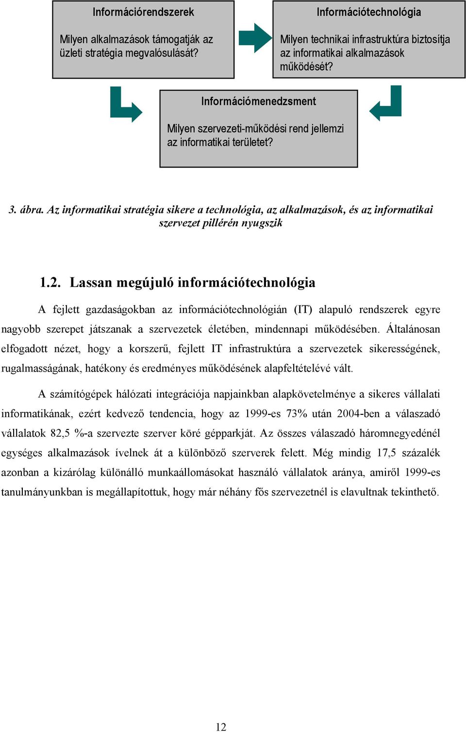 Az informatikai stratégia sikere a technológia, az alkalmazások, és az informatikai szervezet pillérén nyugszik 1.2.