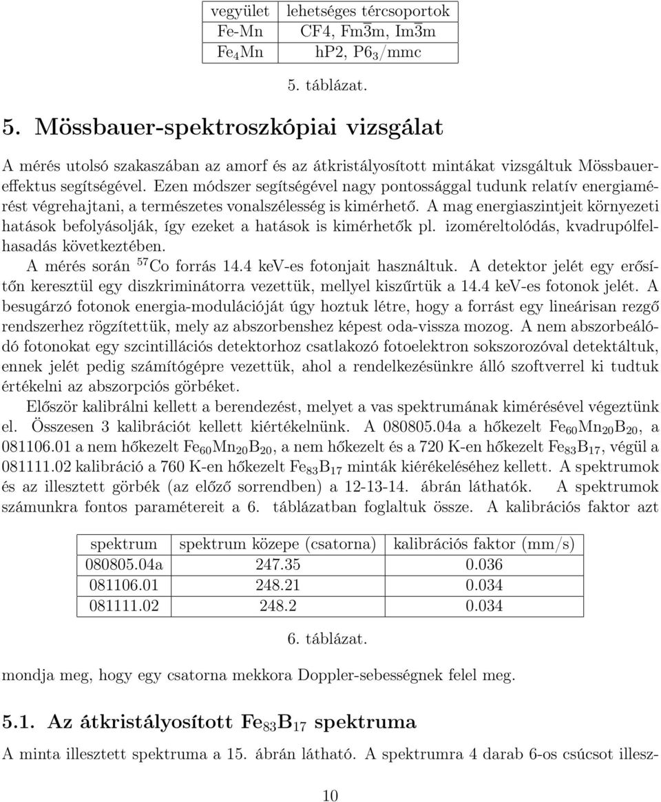 Ezen módszer segítségével nagy pontossággal tudunk relatív energiamérést végrehajtani, a természetes vonalszélesség is kimérhető.