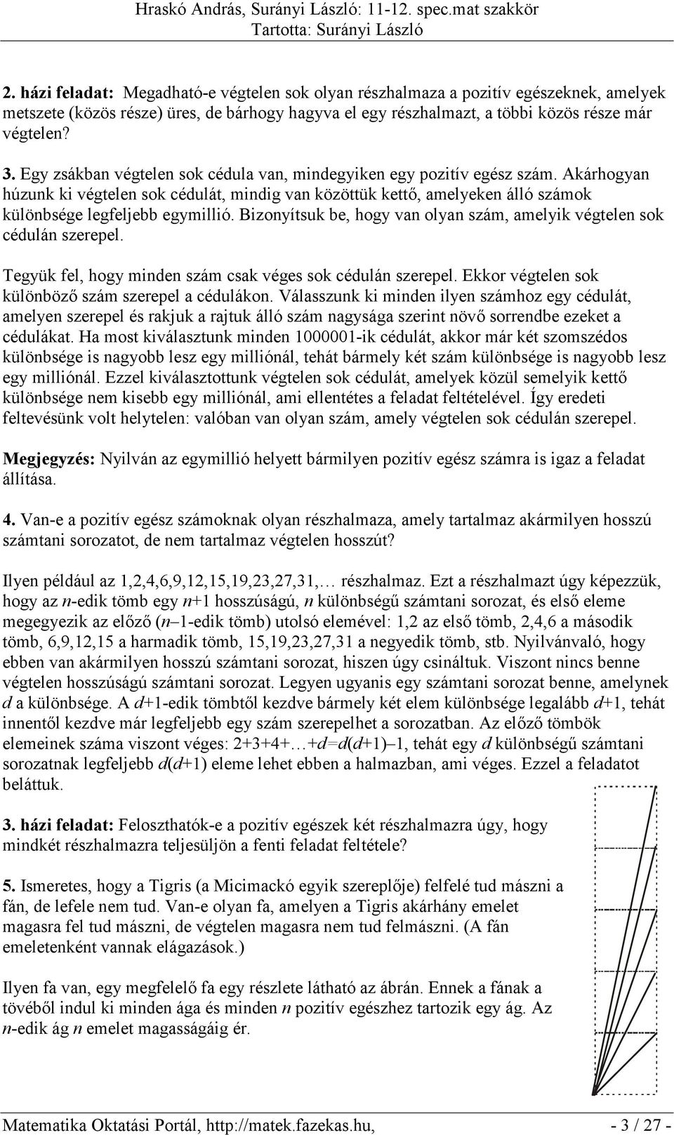 Bizonyítsuk be, hogy van olyan szám, amelyik végtelen sok cédulán szerepel. Tegyük fel, hogy minden szám csak véges sok cédulán szerepel. Ekkor végtelen sok különböző szám szerepel a cédulákon.