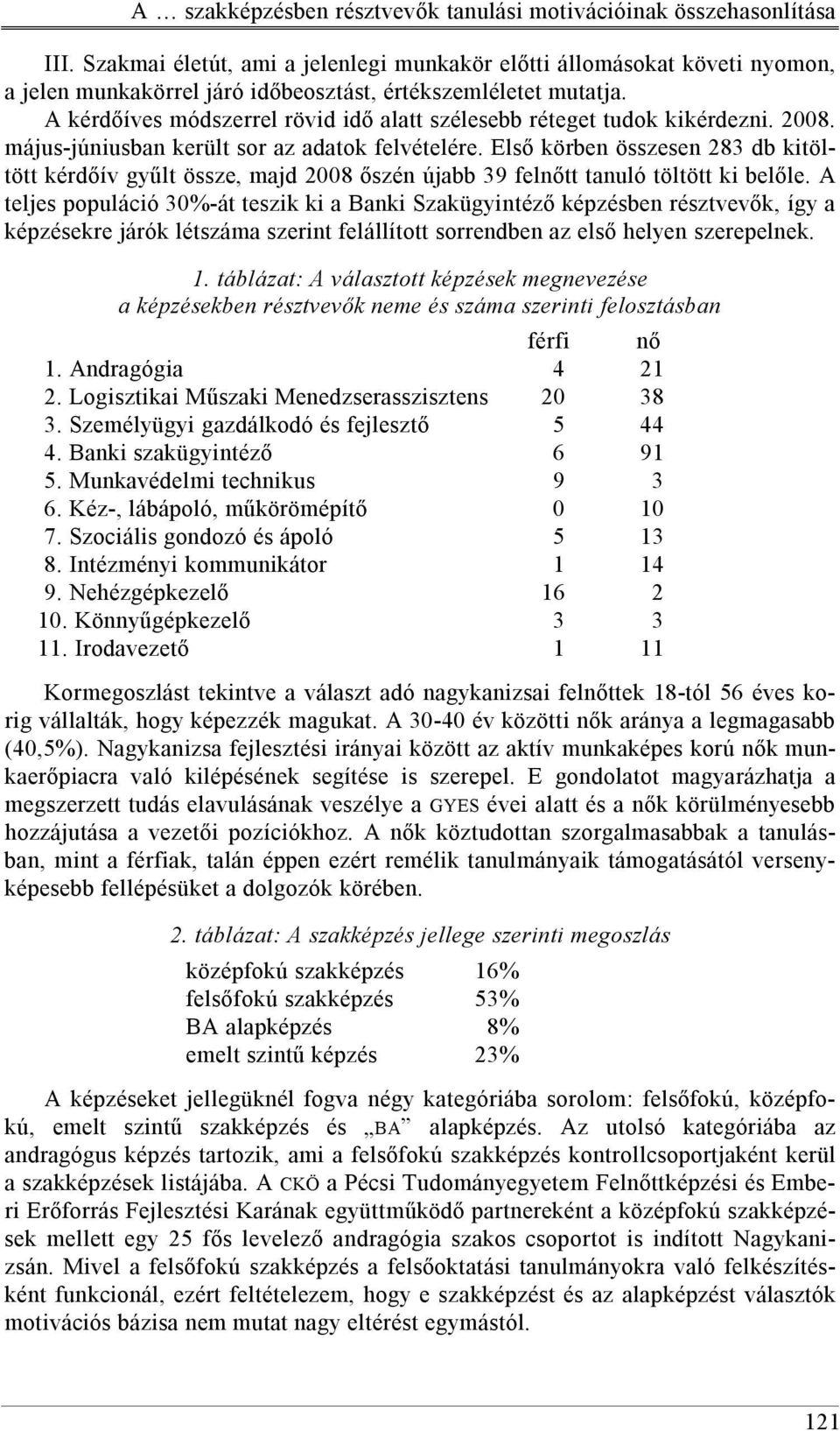 A kérdőíves módszerrel rövid idő alatt szélesebb réteget tudok kikérdezni. 2008. május-júniusban került sor az adatok felvételére.