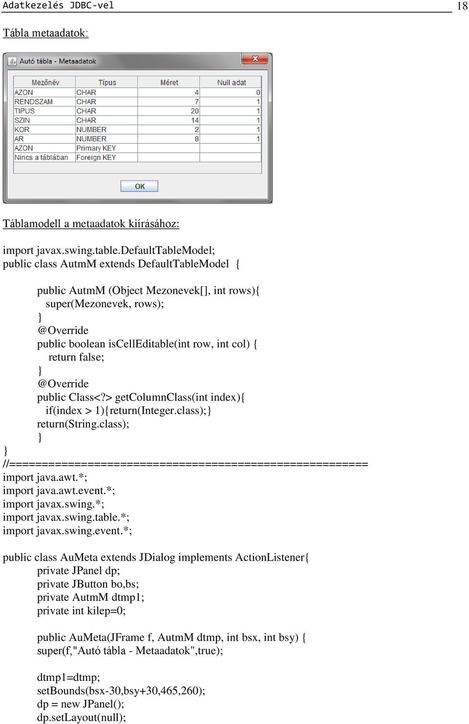 return false; @Override public Class<?> getcolumnclass(int index){ if(index > 1){return(Integer.class); return(string.class); //======================================================= import java.awt.