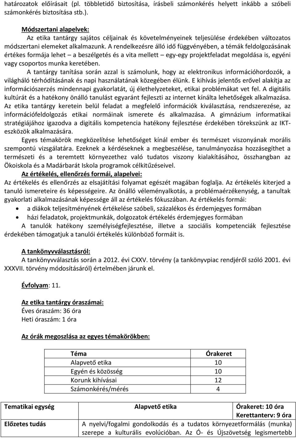A rendelkezésre álló idő függvényében, a témák feldolgozásának értékes formája lehet a beszélgetés és a vita mellett egy-egy projektfeladat megoldása is, egyéni vagy csoportos munka keretében.