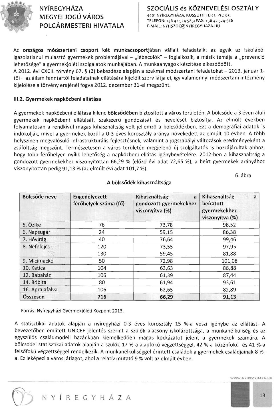 törvény 67. (2) bekezdése alapján a szakmai módszertani feladatokat - 2013.