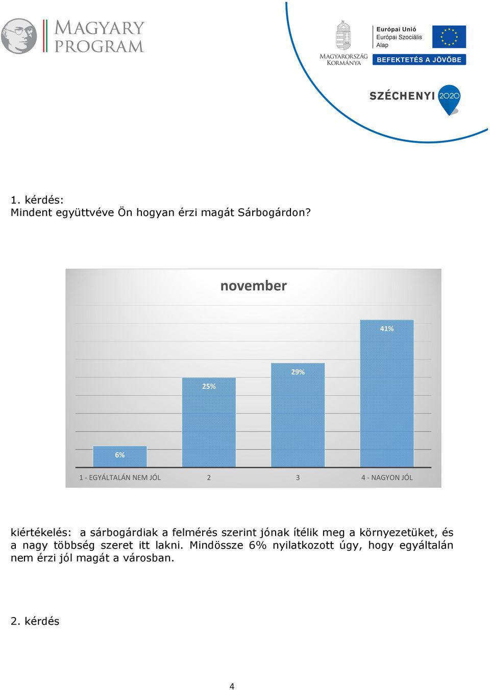 sárbogárdiak a felmérés szerint jónak ítélik meg a környezetüket, és a nagy többség