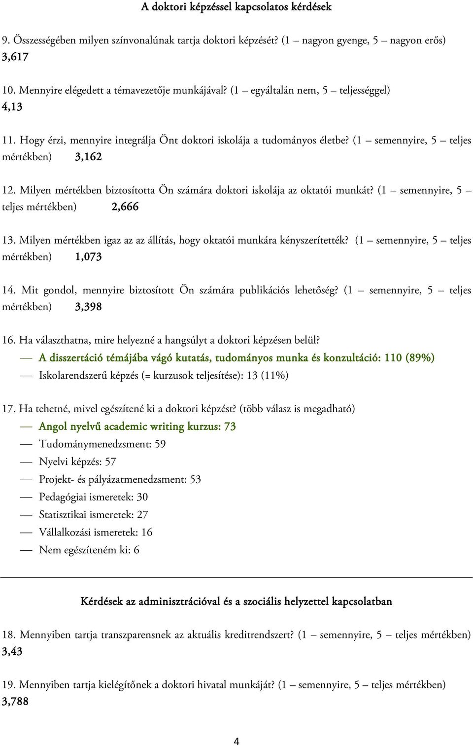 Milyen mértékben biztosította Ön számára doktori iskolája az oktatói munkát? (1 semennyire, 5 teljes mértékben) 2,666 13. Milyen mértékben igaz az az állítás, hogy oktatói munkára kényszerítették?