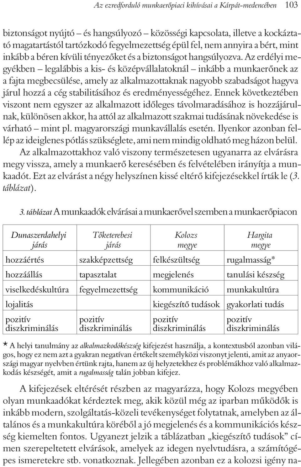 Az erdélyi megyékben legalábbis a kis- és középvállalatoknál inkább a munkaerõnek az a fajta megbecsülése, amely az alkalmazottaknak nagyobb szabadságot hagyva járul hozzá a cég stabilitásához és