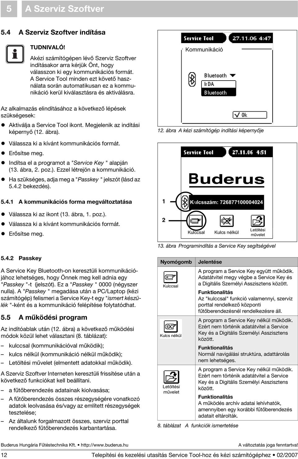 Kommunikáció Az alkalmazás elindításához a következõ lépések szükségesek: Aktiválja a Service Tool ikont. Megjelenik az indítási képernyõ (12. ábra). 12.