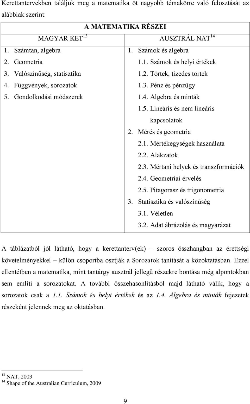 Mérés és geometria 2.1. Mértékegységek használata 2.2. Alakzatok 2.3. Mértani helyek és transzformációk 2.4. Geometriai érvelés 2.5. Pitagorasz és trigonometria 3. Statisztika és valószínűség 3.1. Véletlen 3.