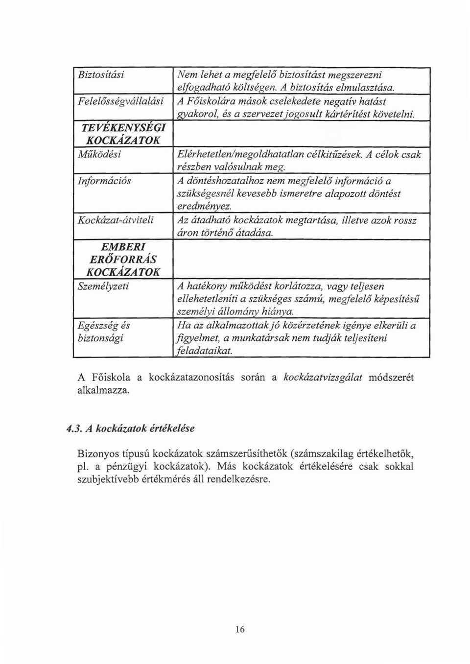 Elérhetetlen/megoldhatatlan célkitűzések. A célok csak részben valósulnak meg. A döntéshozatalhoz nem megfelelő információ a szükségesnél kevesebb ismeretre alapozott döntést eredményez.