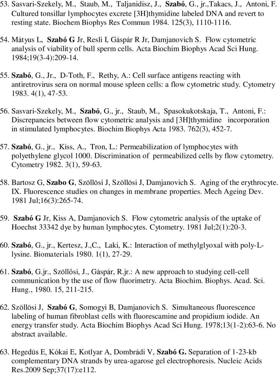 Acta Biochim Biophys Acad Sci Hung. 1984;19(3-4):209-14. 55. Szabó, G., Jr., D-Toth, F., Rethy, A.