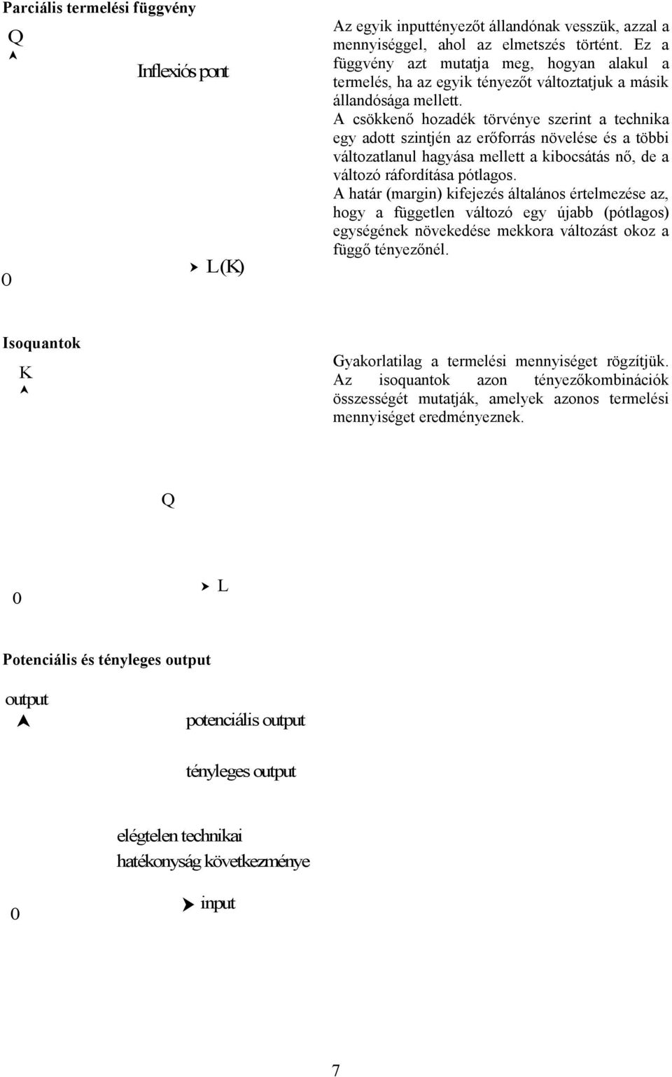 A csökkenő hozadék törvénye szerint a technika egy adott szintjén az erőforrás növelése és a többi változatlanul hagyása mellett a kibocsátás nő, de a változó ráfordítása pótlagos.