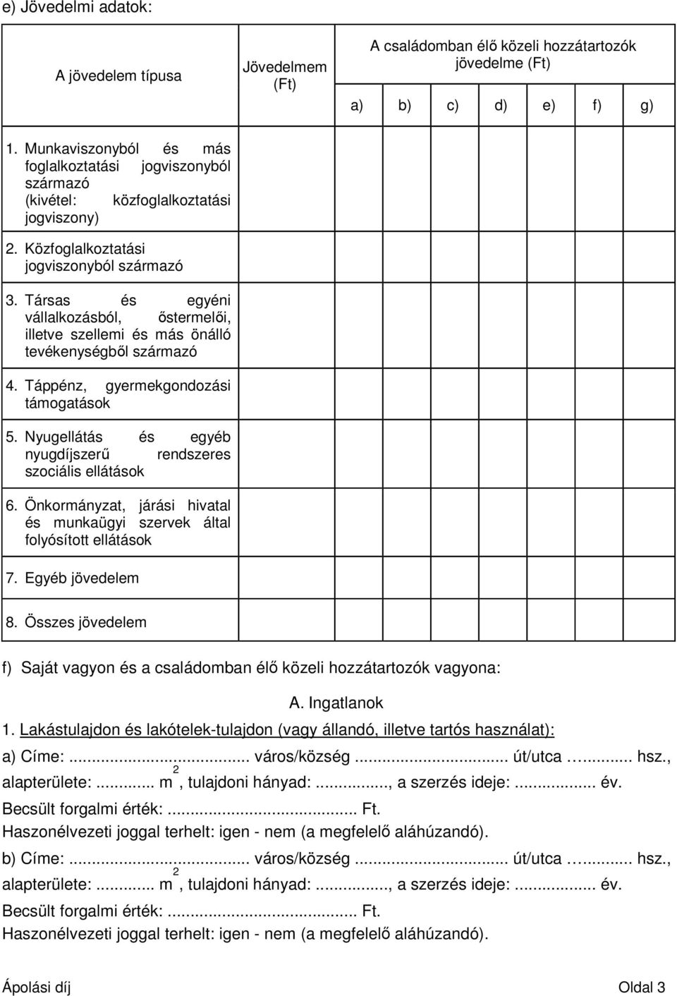 Társas és egyéni vállalkozásból, őstermelői, illetve szellemi és más önálló tevékenységből származó 4. Táppénz, gyermekgondozási támogatások 5.