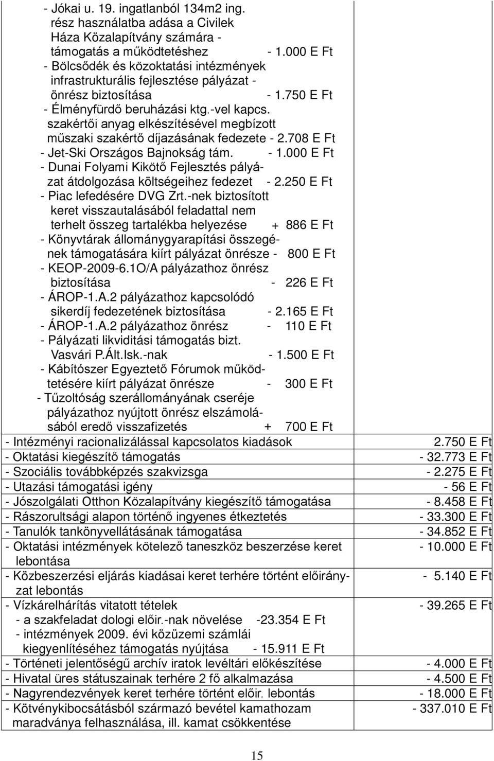 szakértői anyag elkészítésével megbízott műszaki szakértő díjazásának fedezete - 2.708 E Ft - Jet-Ski Országos Bajnokság tám. - 1.