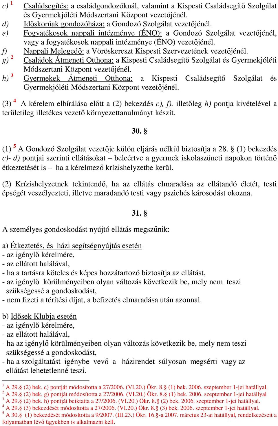 f) Nappali Melegedő: a Vöröskereszt Kispesti Szervezetének vezetőjénél. g) 2 Családok Átmeneti Otthona: a Kispesti Családsegítő Szolgálat és Gyermekjóléti Módszertani Központ vezetőjénél.